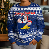 Tokelau Christmas Kid Ugly Christmas Sweater Santa Claus Tokelau Flag and Coat of Arms with Polynesian Pattern LT03 - Polynesian Pride