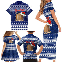 Personalised Tokelau Christmas Family Matching Short Sleeve Bodycon Dress and Hawaiian Shirt Santa Claus Tokelau Flag and Coat of Arms with Polynesian Pattern LT03 - Polynesian Pride