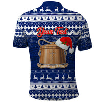Personalised Tokelau Christmas Polo Shirt Santa Claus Tokelau Flag and Coat of Arms with Polynesian Pattern LT03 - Polynesian Pride
