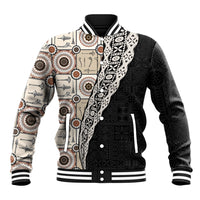 Tukenny Pattern Fijian War Clubs Mix Tapa Tribal Baseball Jacket LT03 Unisex Beige - Polynesian Pride