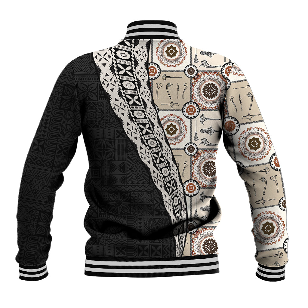 Tukenny Pattern Fijian War Clubs Mix Tapa Tribal Baseball Jacket LT03 - Polynesian Pride