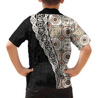 Tukenny Pattern Fijian War Clubs Mix Tapa Tribal Kid Hawaiian Shirt LT03 - Polynesian Pride