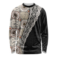 Tukenny Pattern Fijian War Clubs Mix Tapa Tribal Long Sleeve Shirt LT03 Unisex Beige - Polynesian Pride