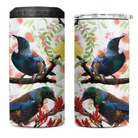 New Zealand Pohutukawa Tui Bird 4 in 1 Can Cooler Tumbler Kowhai Version LT03 One Size: 16 oz White - Polynesian Pride