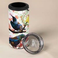 New Zealand Pohutukawa Tui Bird 4 in 1 Can Cooler Tumbler Kowhai Version LT03 - Polynesian Pride