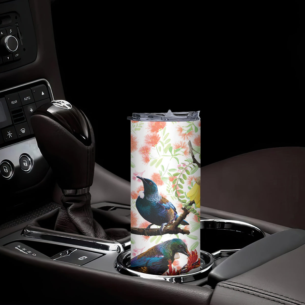New Zealand Pohutukawa Tui Bird Skinny Tumbler Kowhai Version LT03 - Polynesian Pride