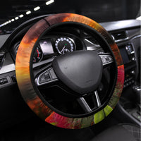 New Zealand ANZAC Day Steering Wheel Cover Pohutukawa Flower and Tui Bird LT03 Universal Fit Black - Polynesian Pride