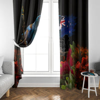 New Zealand ANZAC Day Window Curtain Pohutukawa Flower and Tui Bird LT03 - Polynesian Pride