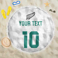 Custom New Zealand Football Beach Blanket Go All Silver Ferns - Towards World Cup 2026 LT03 One Size 150cm White - Polynesian Pride