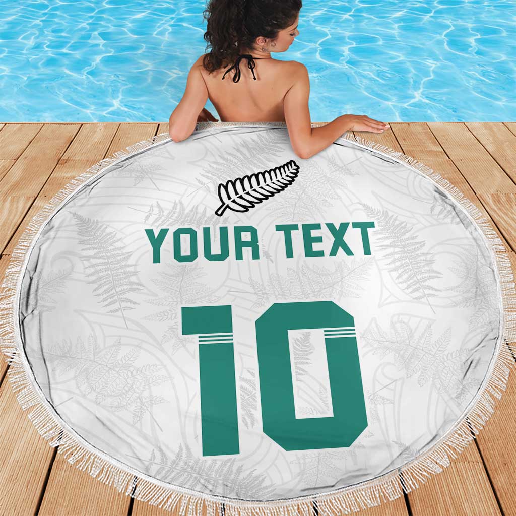 Custom New Zealand Football Beach Blanket Go All Silver Ferns - Towards World Cup 2026 LT03 - Polynesian Pride