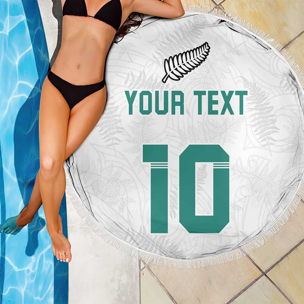 Custom New Zealand Football Beach Blanket Go All Silver Ferns - Towards World Cup 2026 LT03 - Polynesian Pride