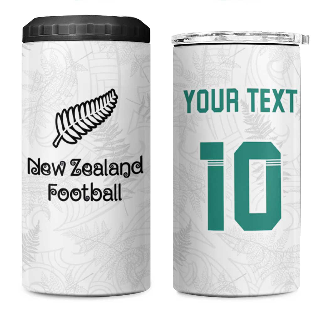 Custom New Zealand Football 4 in 1 Can Cooler Tumbler Go All Silver Ferns - Towards World Cup 2026 LT03 One Size: 16 oz White - Polynesian Pride