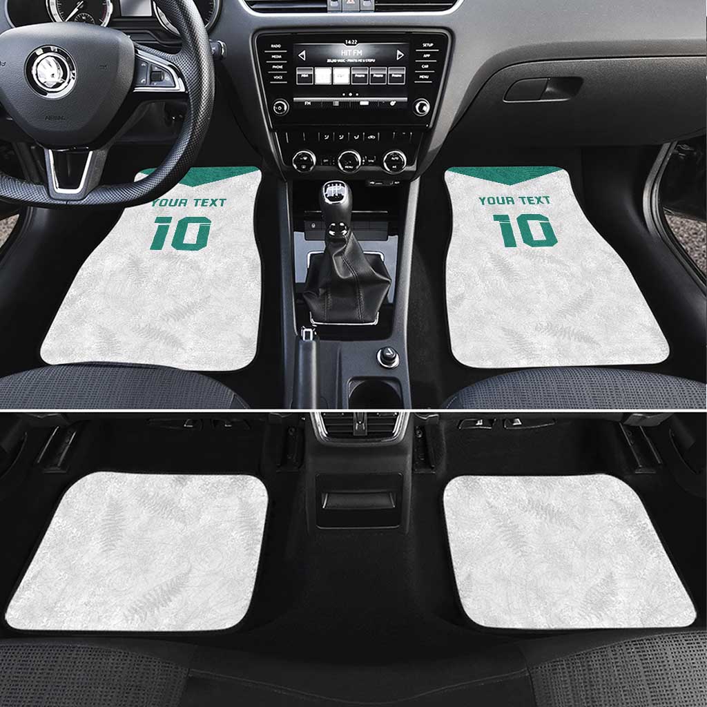Custom New Zealand Football Car Mats Go All Silver Ferns - Towards World Cup 2026 LT03 Set 4pcs White - Polynesian Pride