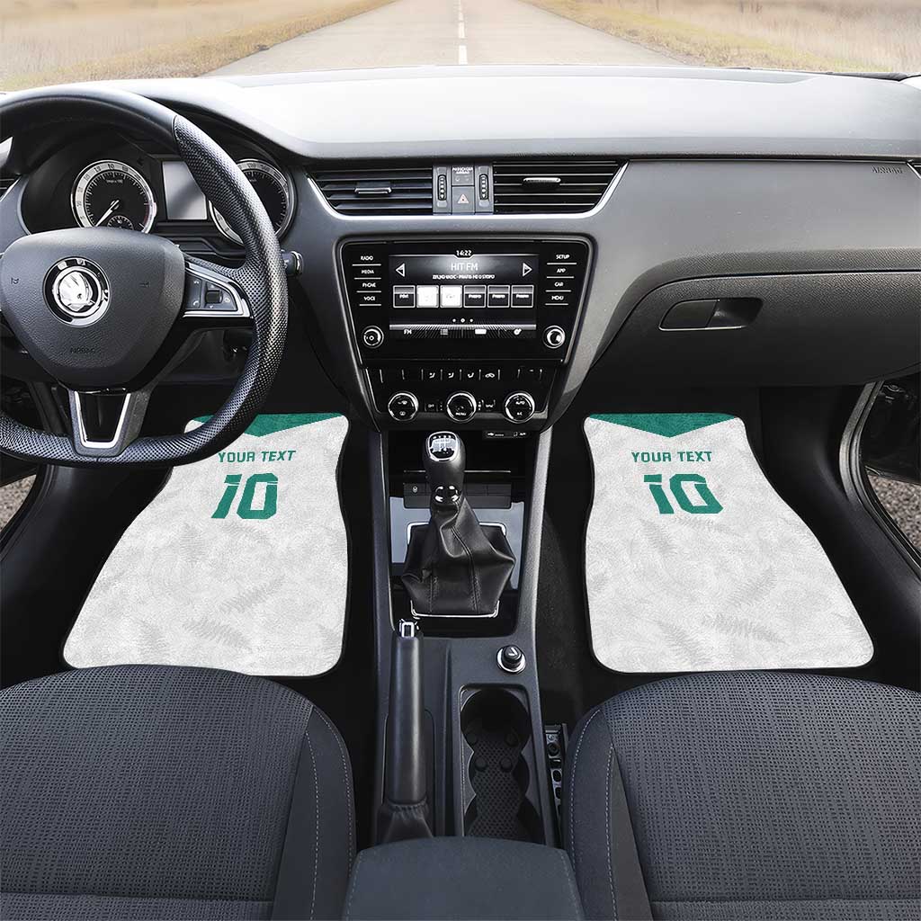 Custom New Zealand Football Car Mats Go All Silver Ferns - Towards World Cup 2026 LT03 Set 2pcs - Front White - Polynesian Pride