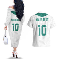 Custom New Zealand Football Couples Matching Off The Shoulder Long Sleeve Dress and Hawaiian Shirt Go All Silver Ferns - Towards World Cup 2026 LT03 - Polynesian Pride