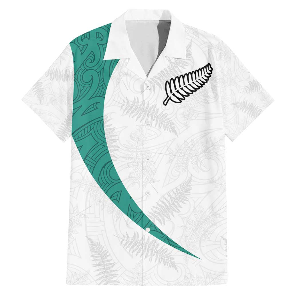 Custom New Zealand Football Family Matching Mermaid Dress and Hawaiian Shirt Go All Silver Ferns - Towards World Cup 2026 LT03 Dad's Shirt - Short Sleeve White - Polynesian Pride