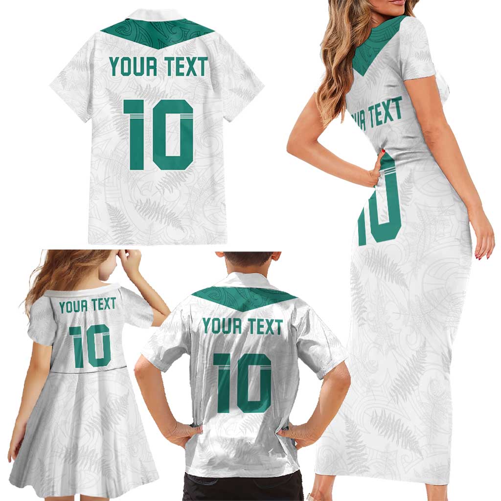 Custom New Zealand Football Family Matching Short Sleeve Bodycon Dress and Hawaiian Shirt Go All Silver Ferns - Towards World Cup 2026 LT03 - Polynesian Pride