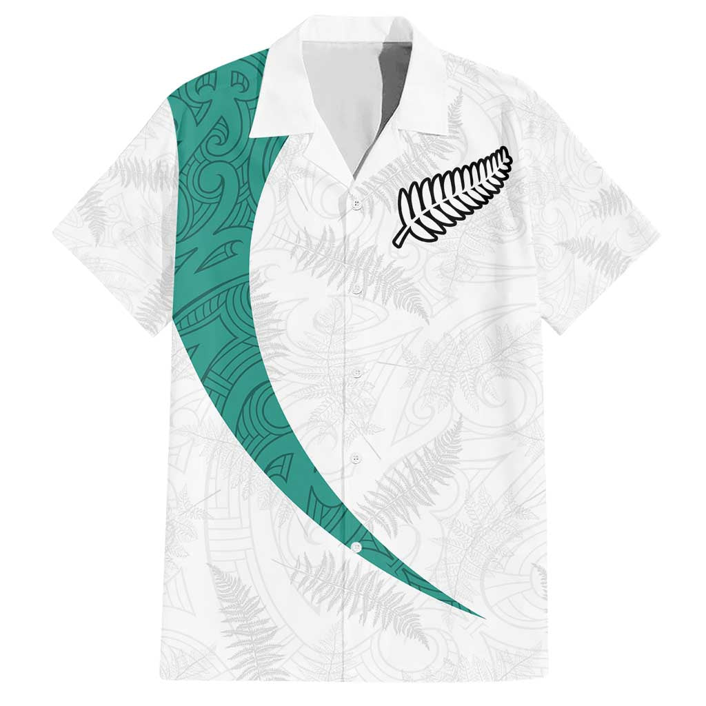 Custom New Zealand Football Family Matching Short Sleeve Bodycon Dress and Hawaiian Shirt Go All Silver Ferns - Towards World Cup 2026 LT03 Dad's Shirt - Short Sleeve White - Polynesian Pride