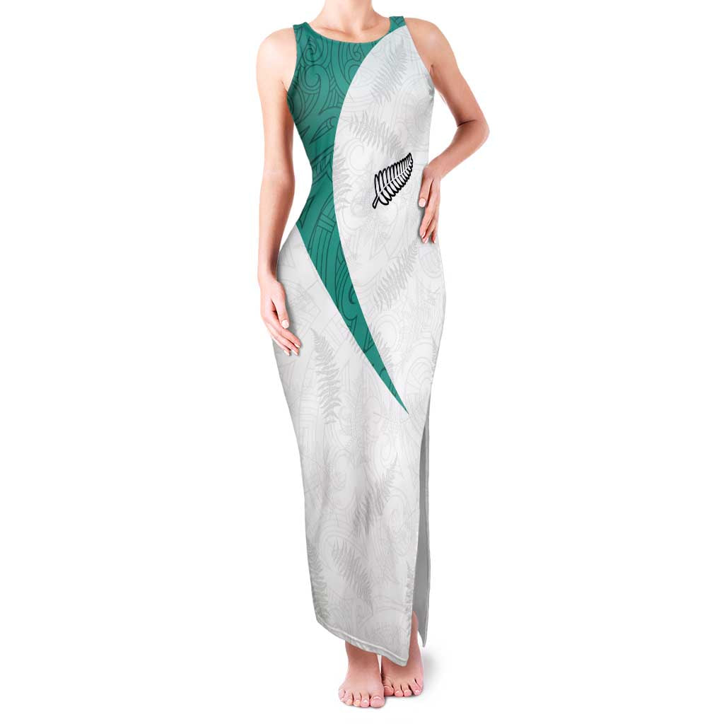 Custom New Zealand Football Family Matching Tank Maxi Dress and Hawaiian Shirt Go All Silver Ferns - Towards World Cup 2026 LT03 Mom's Dress White - Polynesian Pride