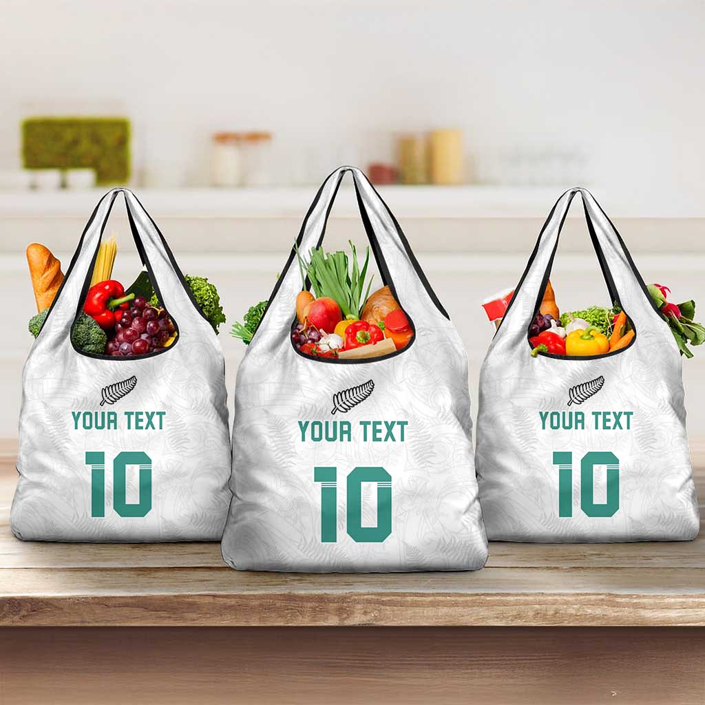 Custom New Zealand Football Grocery Bag Go All Silver Ferns - Towards World Cup 2026 LT03 3-pack One Size White - Polynesian Pride