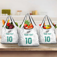 Custom New Zealand Football Grocery Bag Go All Silver Ferns - Towards World Cup 2026 LT03 3-pack One Size White - Polynesian Pride