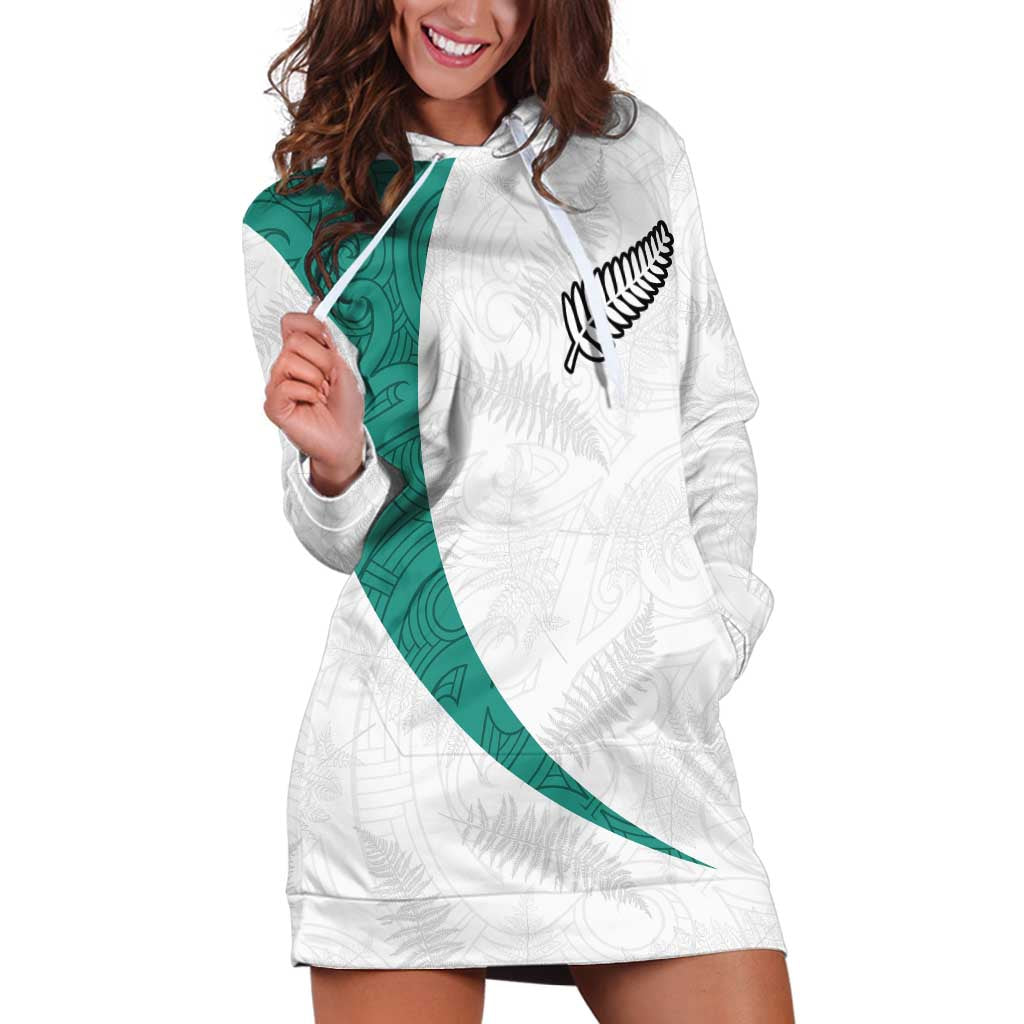 Custom New Zealand Football Hoodie Dress Go All Silver Ferns - Towards World Cup 2026 LT03 White - Polynesian Pride