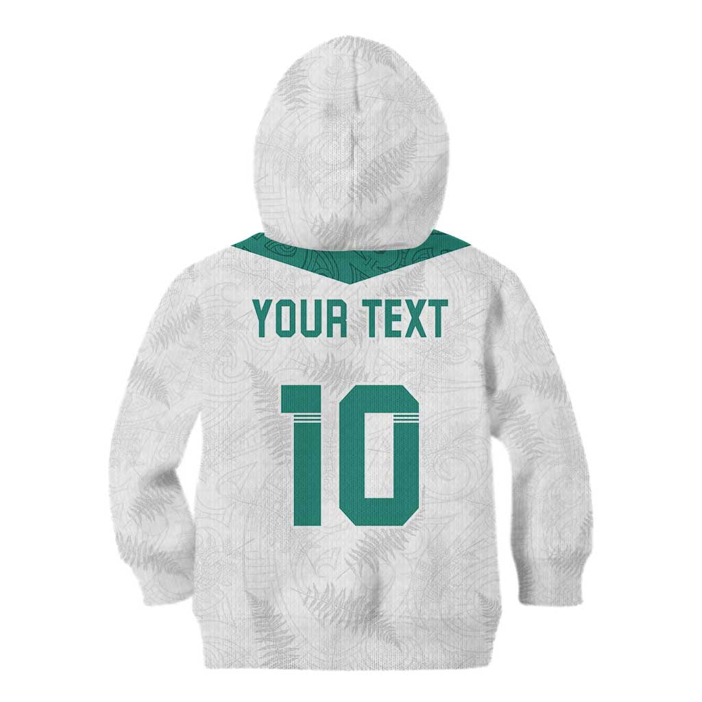 Custom New Zealand Football Kid Hoodie Go All Silver Ferns - Towards World Cup 2026 LT03 - Polynesian Pride