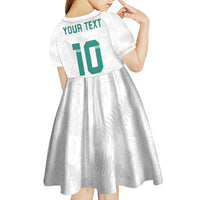 Custom New Zealand Football Kid Short Sleeve Dress Go All Silver Ferns - Towards World Cup 2026 LT03 - Polynesian Pride