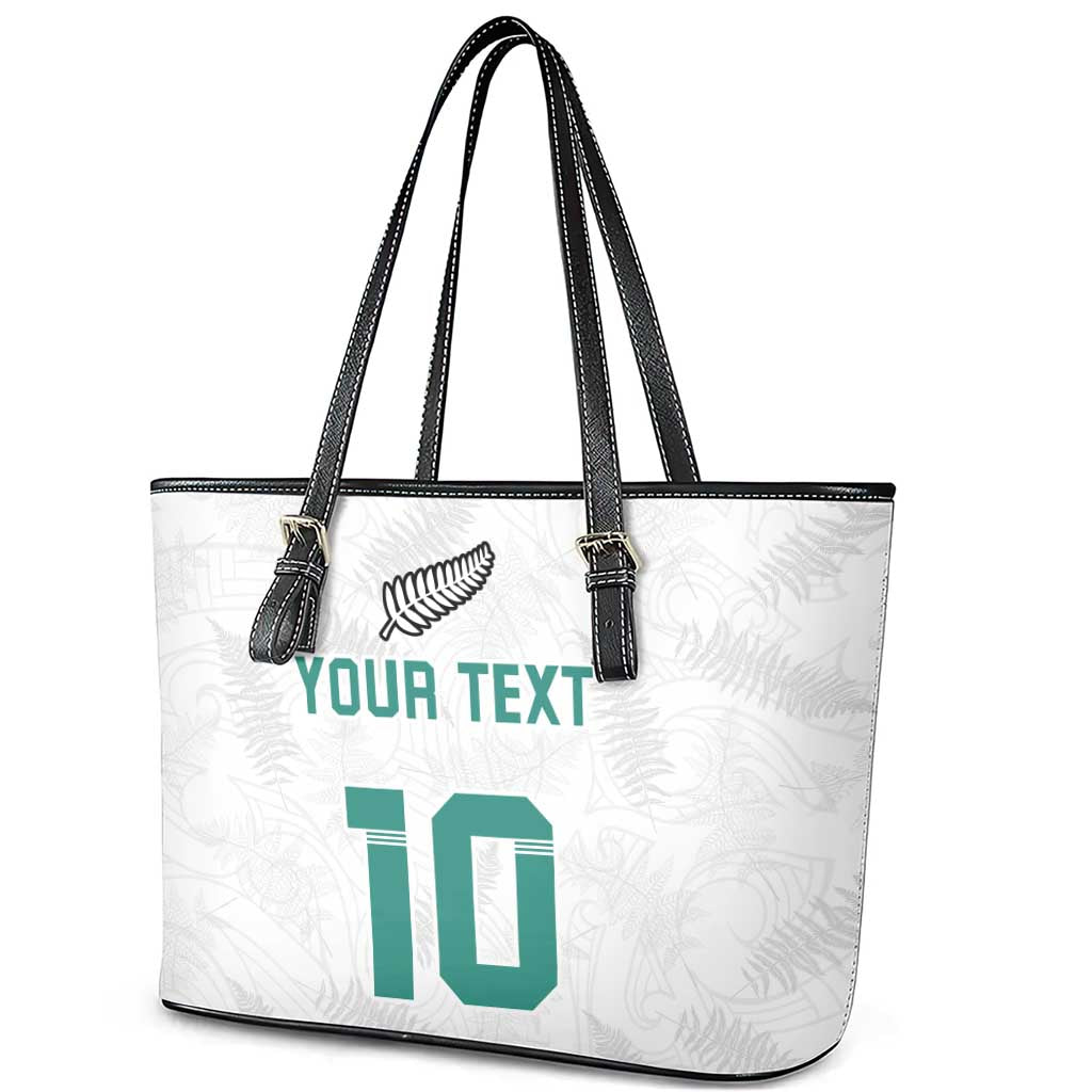 Custom New Zealand Football Leather Tote Bag Go All Silver Ferns - Towards World Cup 2026 LT03 - Polynesian Pride