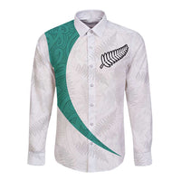Custom New Zealand Football Long Sleeve Button Shirt Go All Silver Ferns - Towards World Cup 2026 LT03 Unisex White - Polynesian Pride