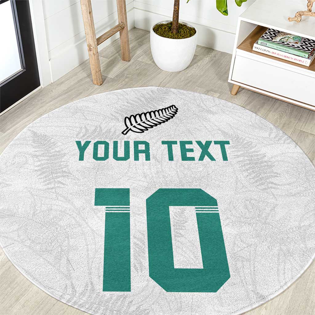 Custom New Zealand Football Round Carpet Go All Silver Ferns - Towards World Cup 2026 LT03 White - Polynesian Pride