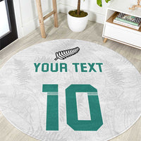 Custom New Zealand Football Round Carpet Go All Silver Ferns - Towards World Cup 2026 LT03 White - Polynesian Pride