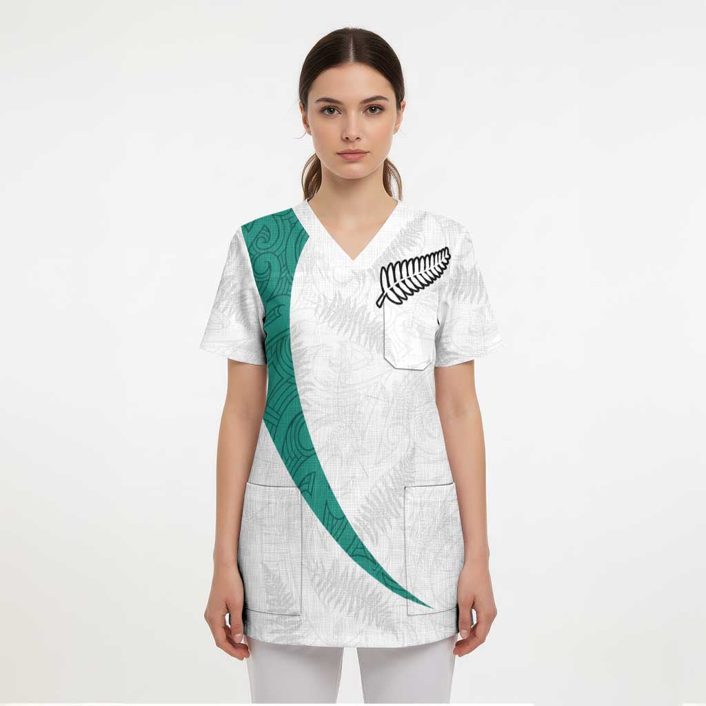 Custom New Zealand Football Scrub Top Go All Silver Ferns - Towards World Cup 2026 LT03 - Polynesian Pride