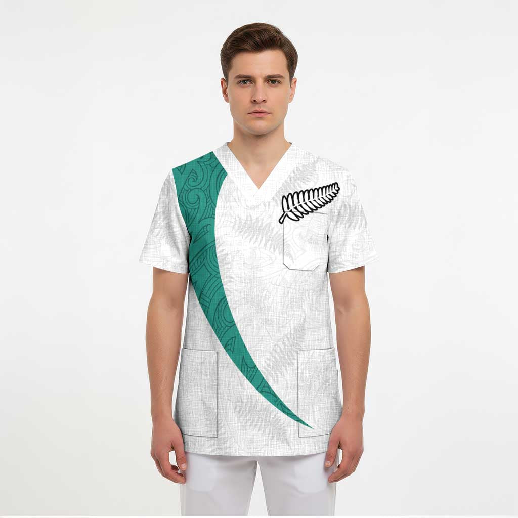 Custom New Zealand Football Scrub Top Go All Silver Ferns - Towards World Cup 2026 LT03 - Polynesian Pride