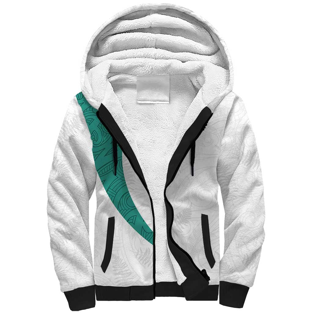 Custom New Zealand Football Sherpa Hoodie Go All Silver Ferns - Towards World Cup 2026 LT03 Unisex White - Polynesian Pride