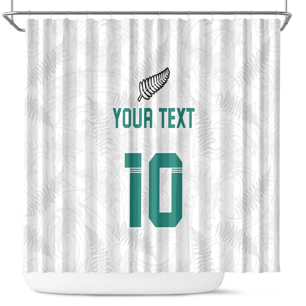Custom New Zealand Football Shower Curtain Go All Silver Ferns - Towards World Cup 2026 LT03 White - Polynesian Pride