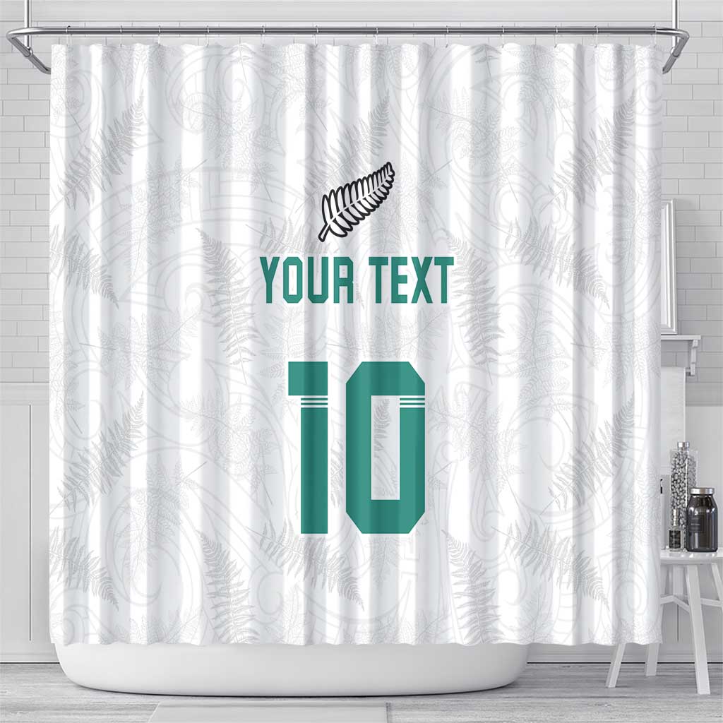 Custom New Zealand Football Shower Curtain Go All Silver Ferns - Towards World Cup 2026 LT03 - Polynesian Pride