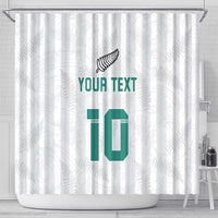 Custom New Zealand Football Shower Curtain Go All Silver Ferns - Towards World Cup 2026 LT03 - Polynesian Pride