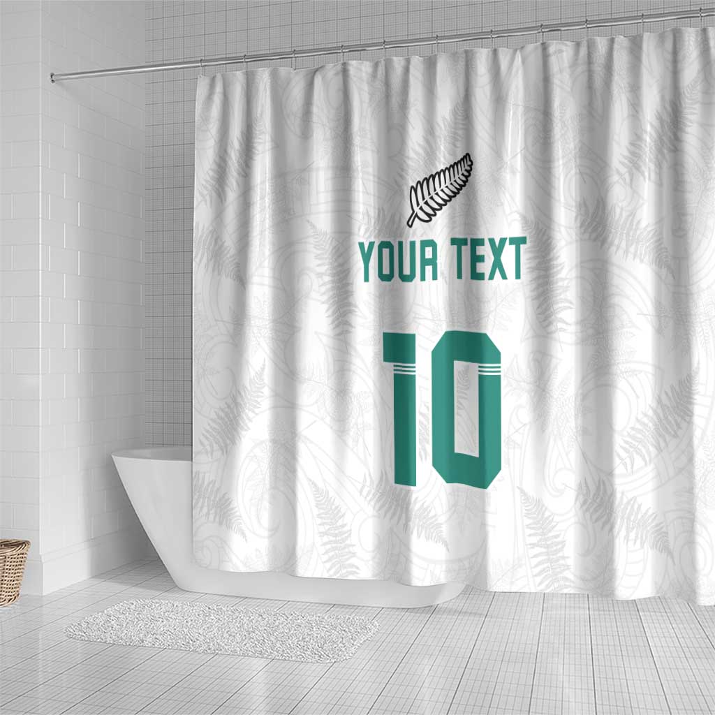 Custom New Zealand Football Shower Curtain Go All Silver Ferns - Towards World Cup 2026 LT03 - Polynesian Pride