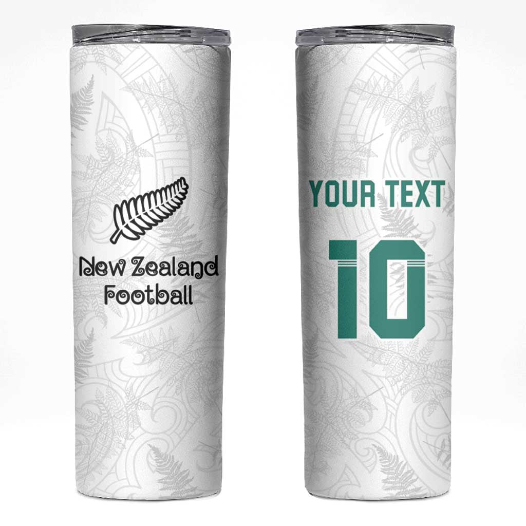 Custom New Zealand Football Skinny Tumbler Go All Silver Ferns - Towards World Cup 2026 LT03 White - Polynesian Pride