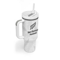 Custom New Zealand Football Tumbler With Handle Go All Silver Ferns - Towards World Cup 2026 LT03 - Polynesian Pride
