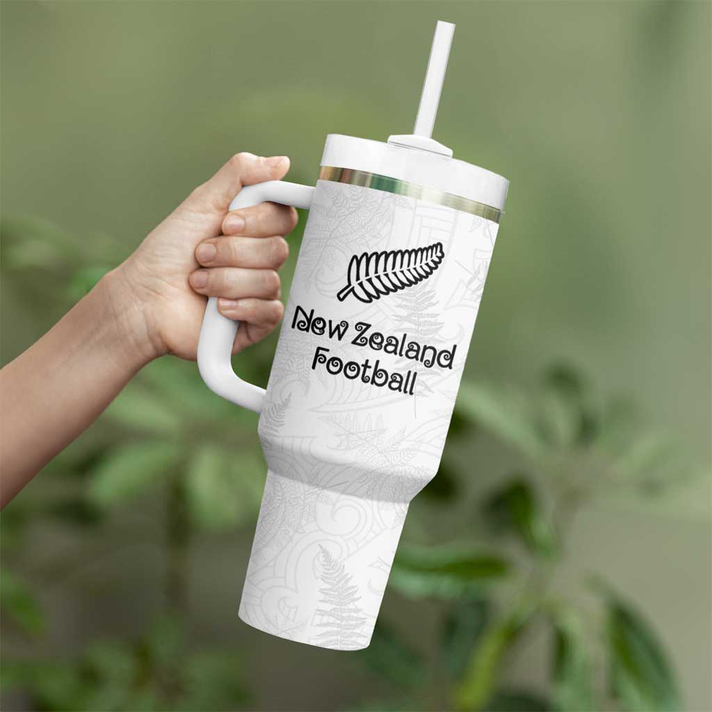 Custom New Zealand Football Tumbler With Handle Go All Silver Ferns - Towards World Cup 2026 LT03 - Polynesian Pride