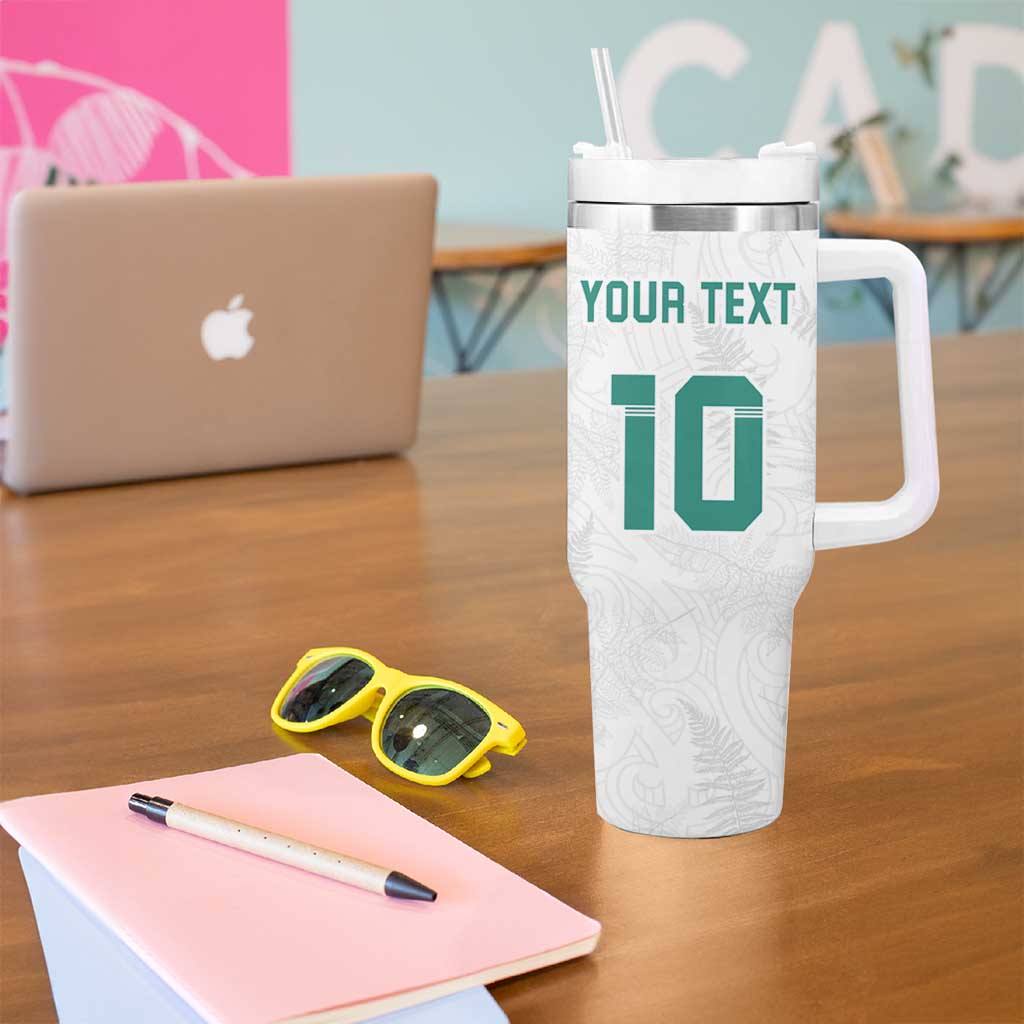 Custom New Zealand Football Tumbler With Handle Go All Silver Ferns - Towards World Cup 2026 LT03 - Polynesian Pride