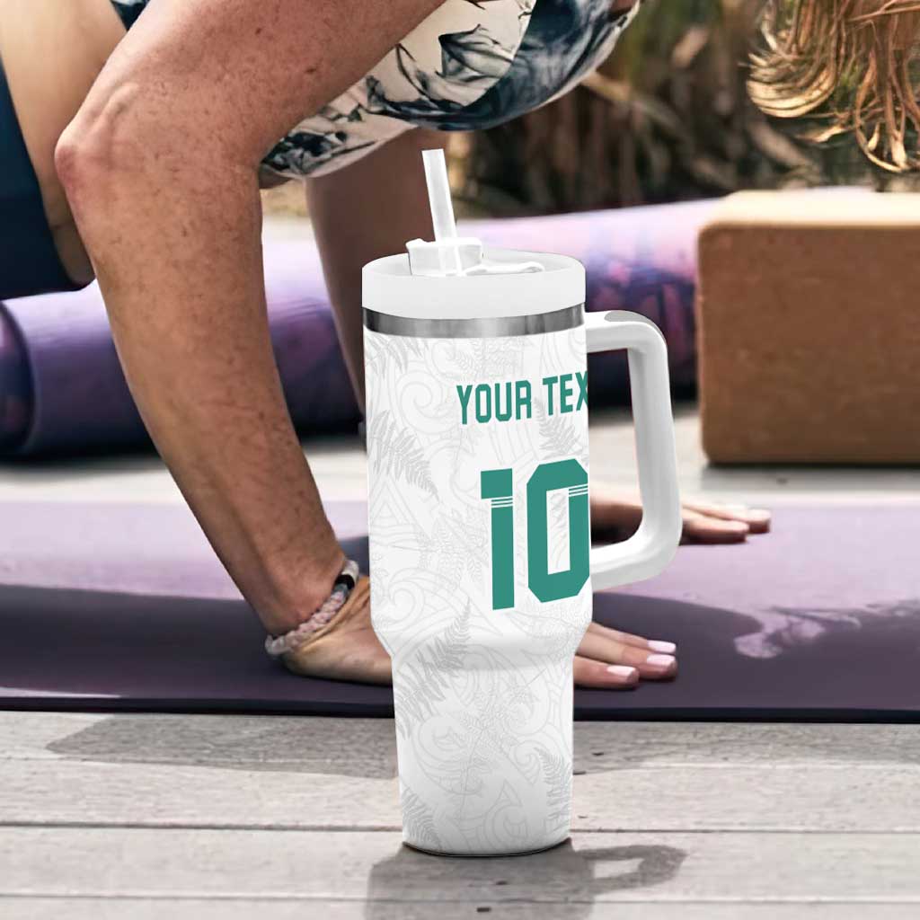 Custom New Zealand Football Tumbler With Handle Go All Silver Ferns - Towards World Cup 2026 LT03 - Polynesian Pride