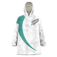 Custom New Zealand Football Wearable Blanket Hoodie Go All Silver Ferns - Towards World Cup 2026 LT03 One Size White - Polynesian Pride