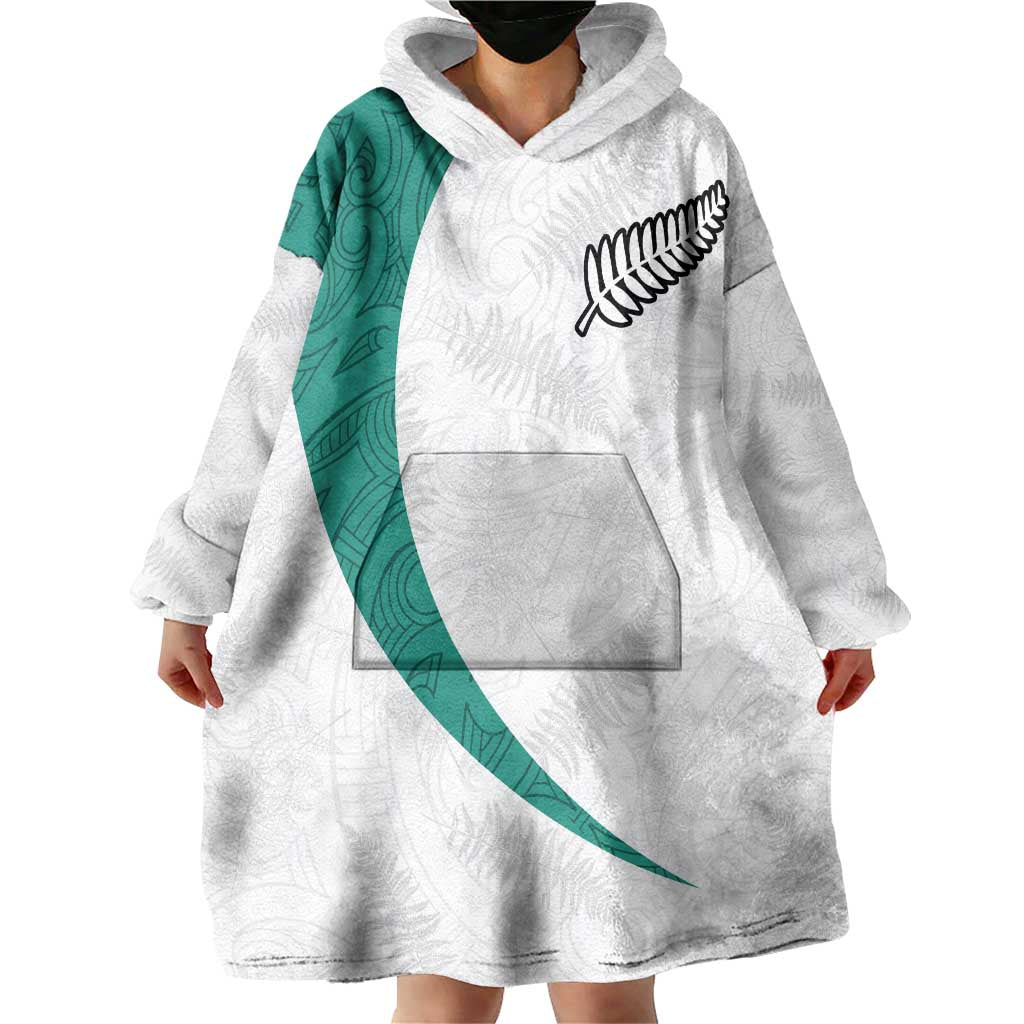 Custom New Zealand Football Wearable Blanket Hoodie Go All Silver Ferns - Towards World Cup 2026 LT03 - Polynesian Pride
