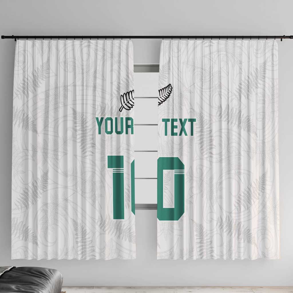Custom New Zealand Football Window Curtain Go All Silver Ferns - Towards World Cup 2026 LT03 With Hooks White - Polynesian Pride