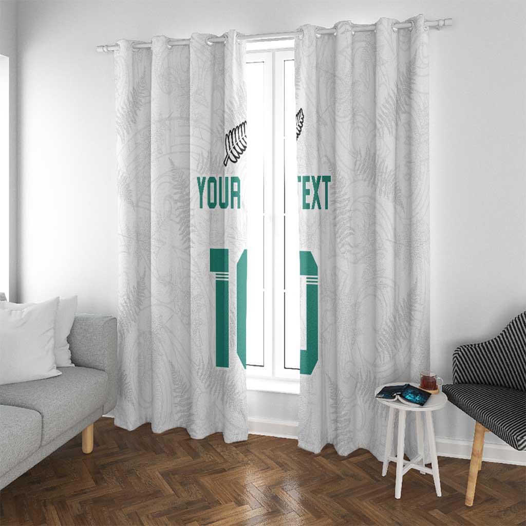 Custom New Zealand Football Window Curtain Go All Silver Ferns - Towards World Cup 2026 LT03 With Grommets White - Polynesian Pride