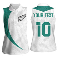 Custom New Zealand Football Women Sleeveless Polo Shirt Go All Silver Ferns - Towards World Cup 2026 LT03 - Polynesian Pride