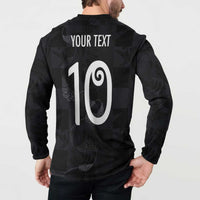 Custom New Zealand Rugby Button Sweatshirt All Silver Ferns Blacks